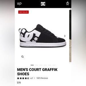 DC Men's Court Graffik Black and White Sneakers